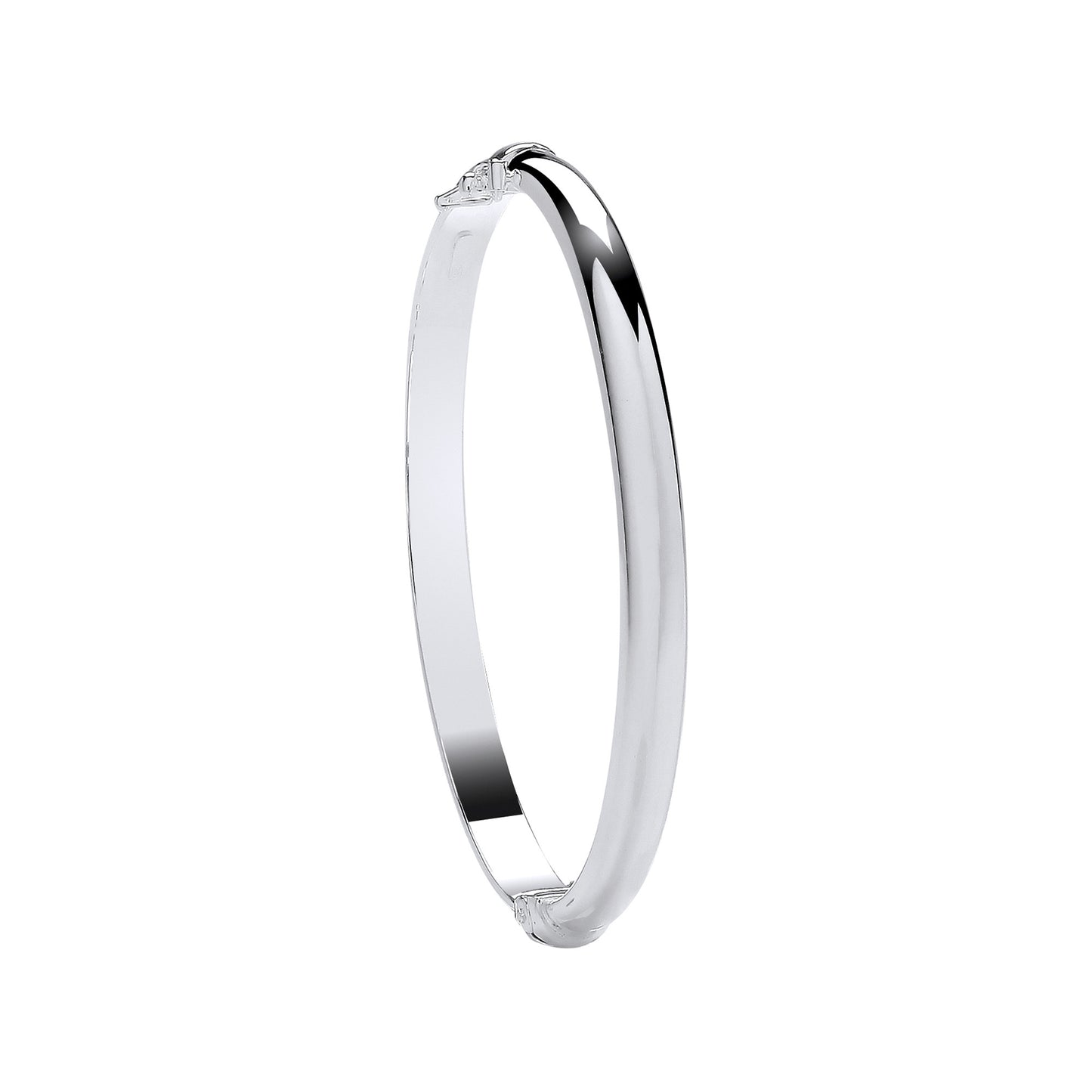 Silver Plain Oval D-Shape 5.9mm Ladies Bangle