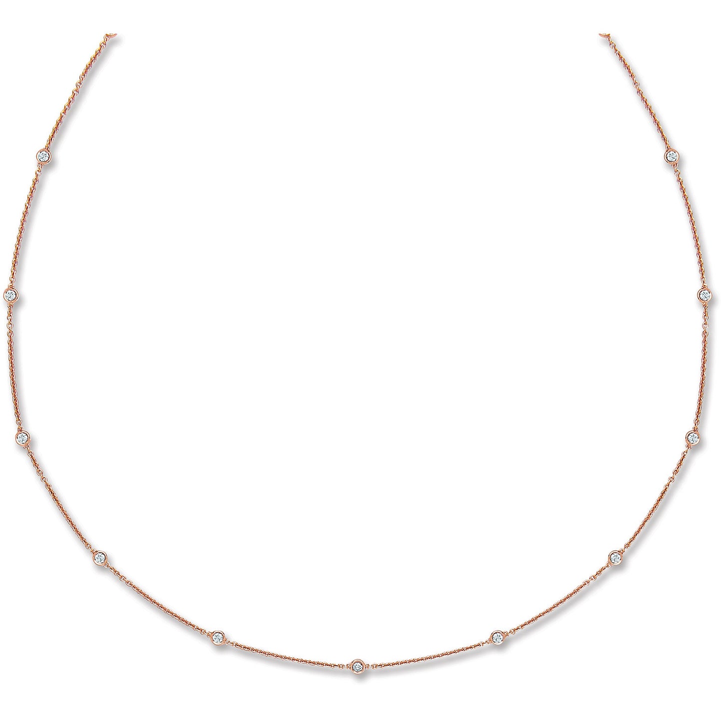 18ct Rose Gold 0.50ct Diamond by the yard Necklace (18in/45cm)