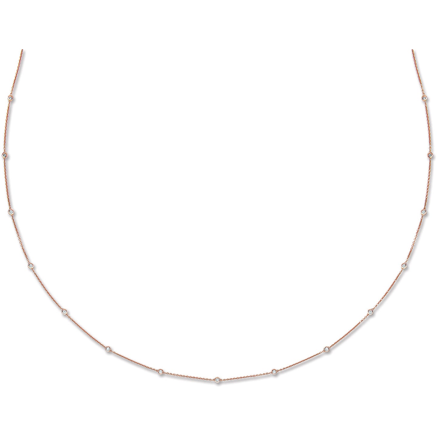 18ct Rose Gold 1.00ct Diamond by the yard Necklace (36in/91cm)