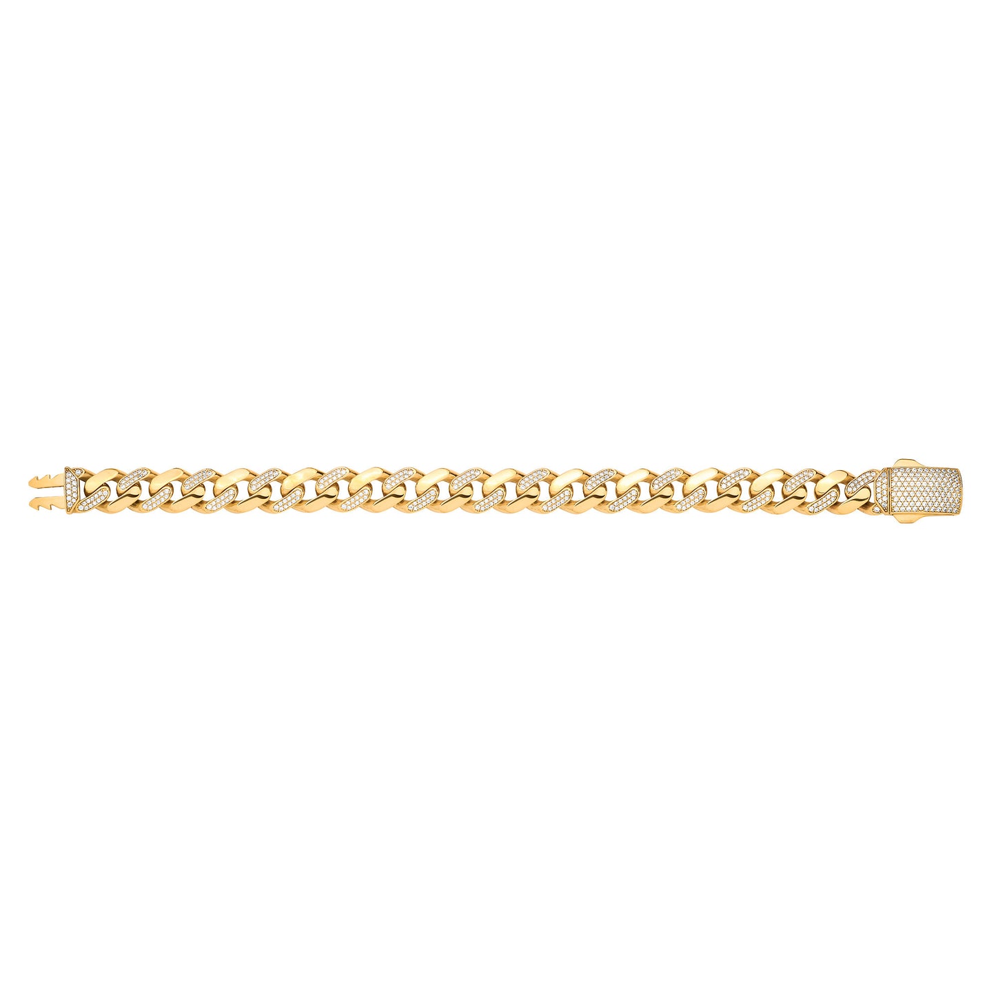 Y/G Cz Curb 11mm Gents Bracelet