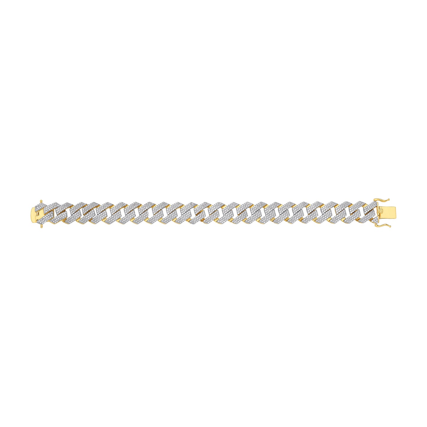 Y/G CZ Prong Cuban Gents 14.5mm Bracelet