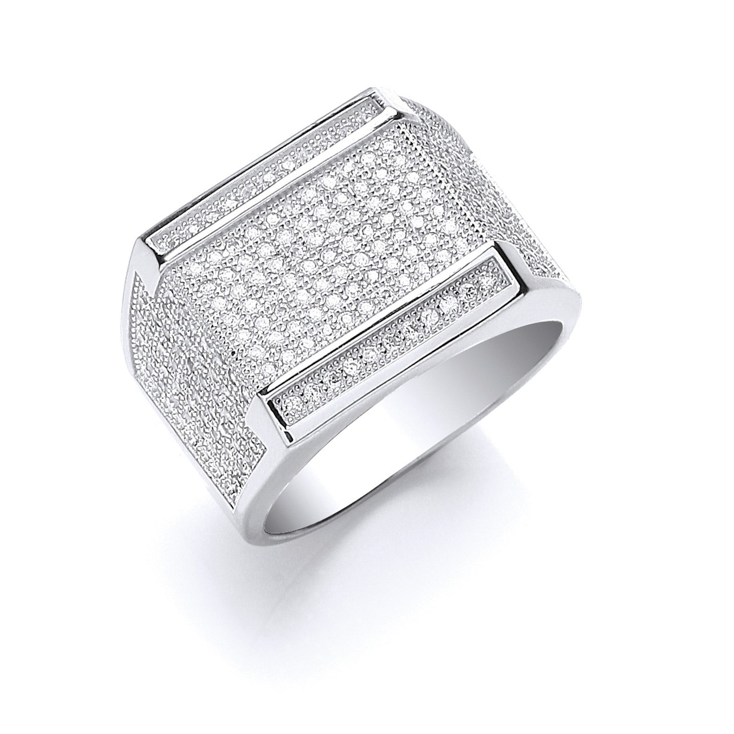 Silver Micro Pave' Cz Gents Ring