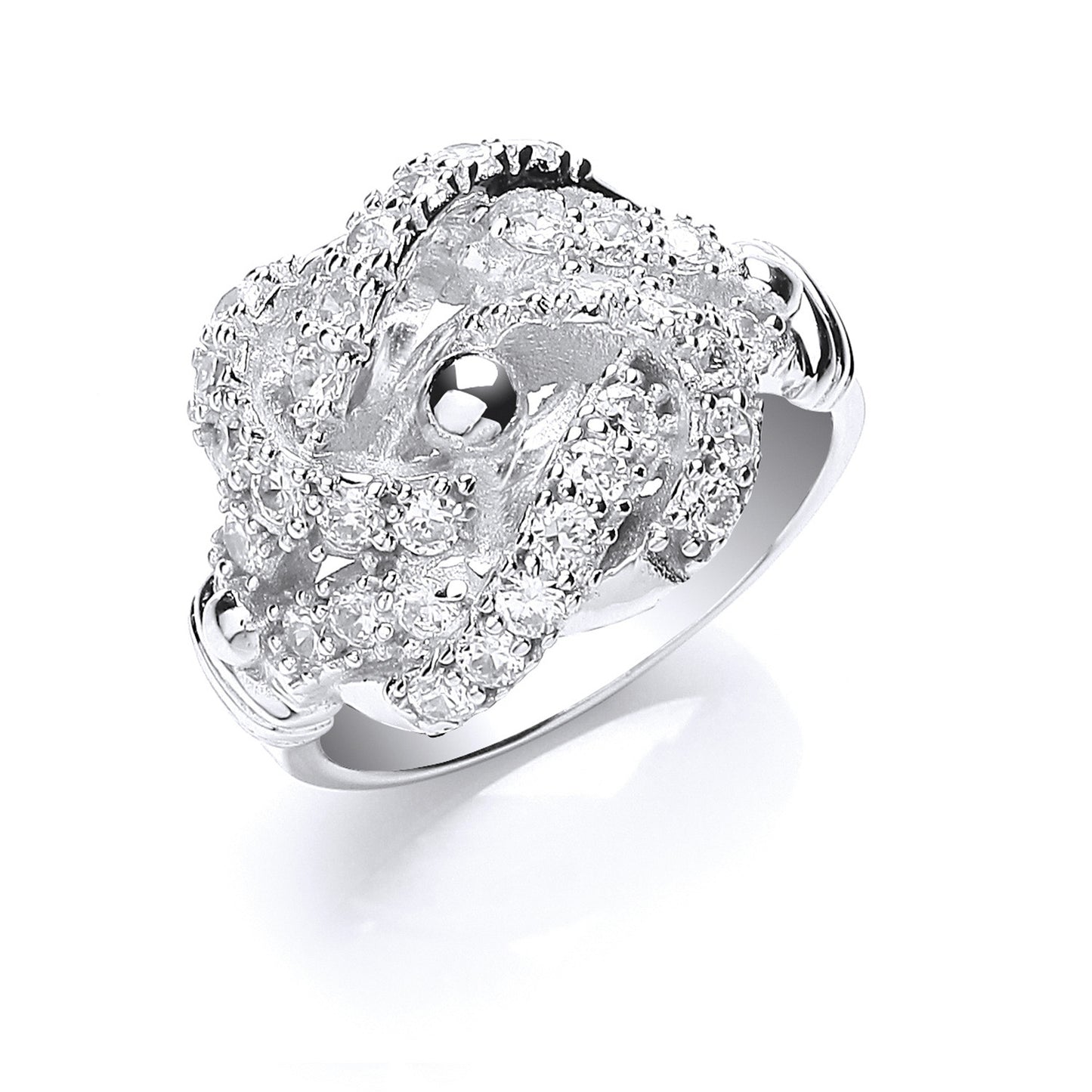 Silver Cz Knot Gents Ring