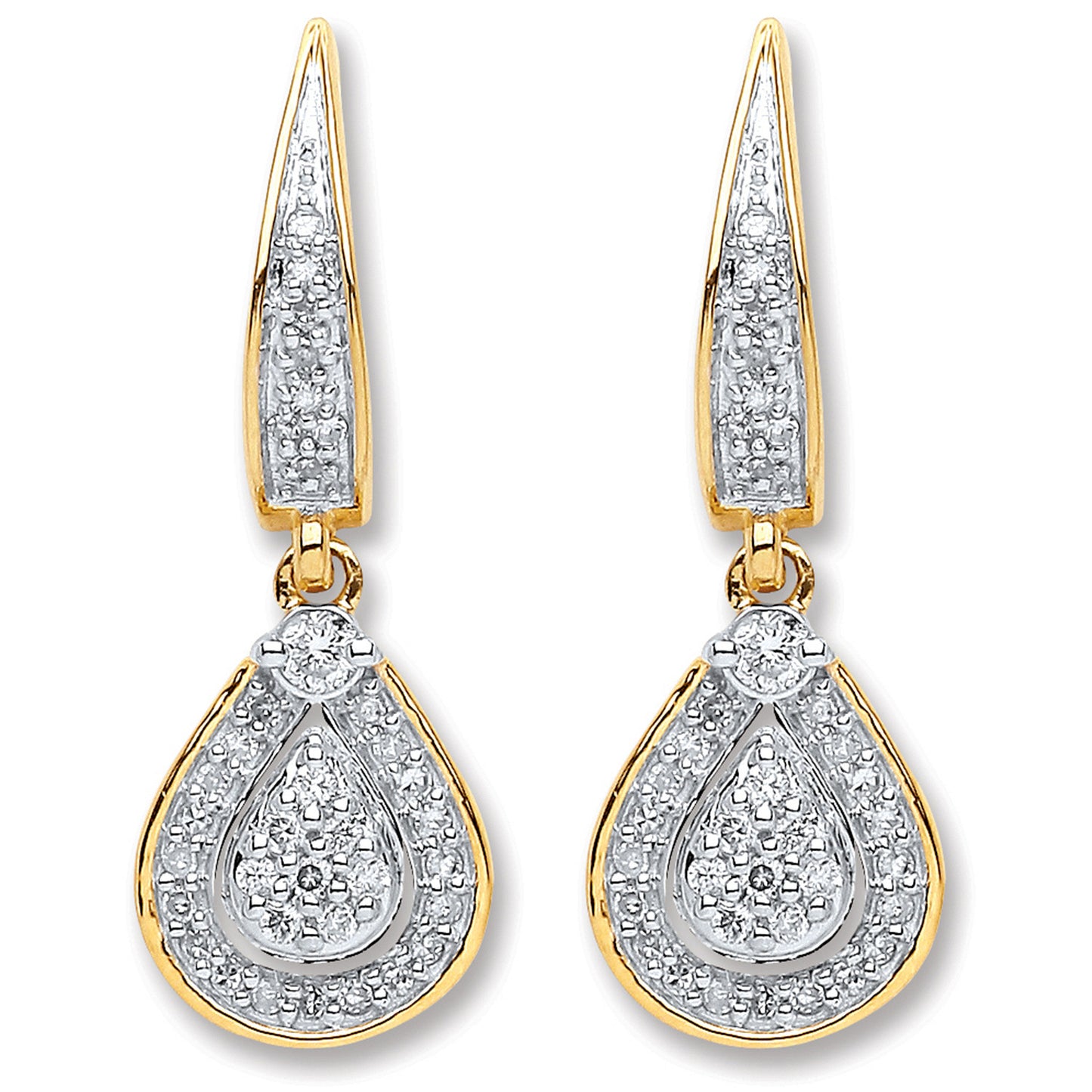 9ct Yellow Gold 0.25ct Dia Drop Earrings