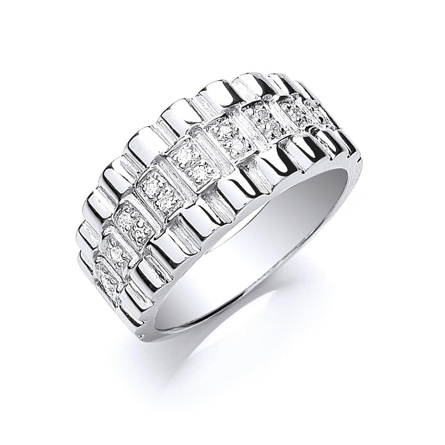 Silver Gents Cz Ring