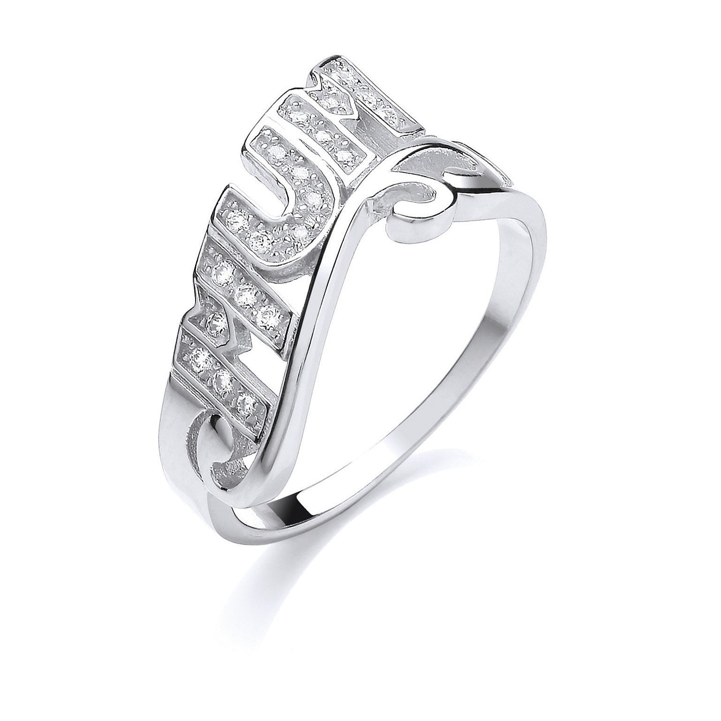 Silver Mum Cz Ring