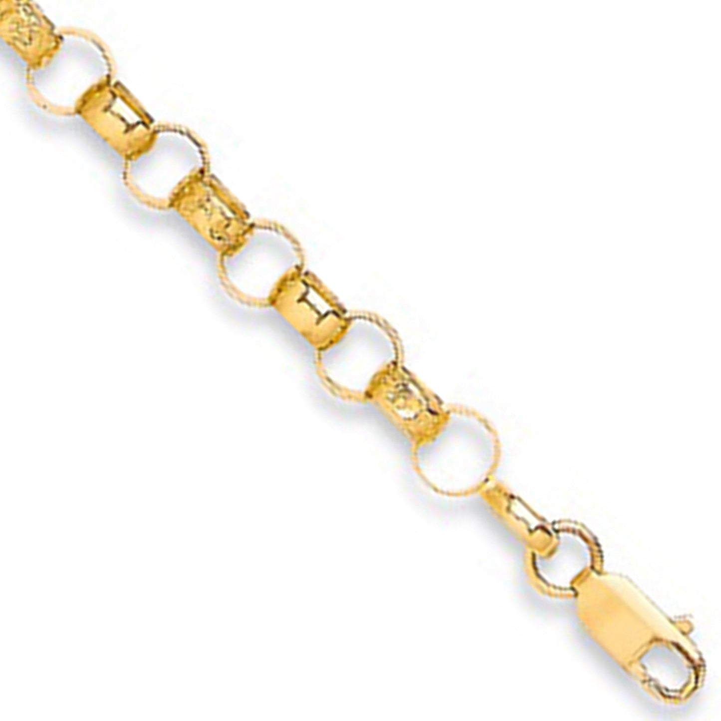 Y/G Plain & Engraved 7mm Round Belcher Chain