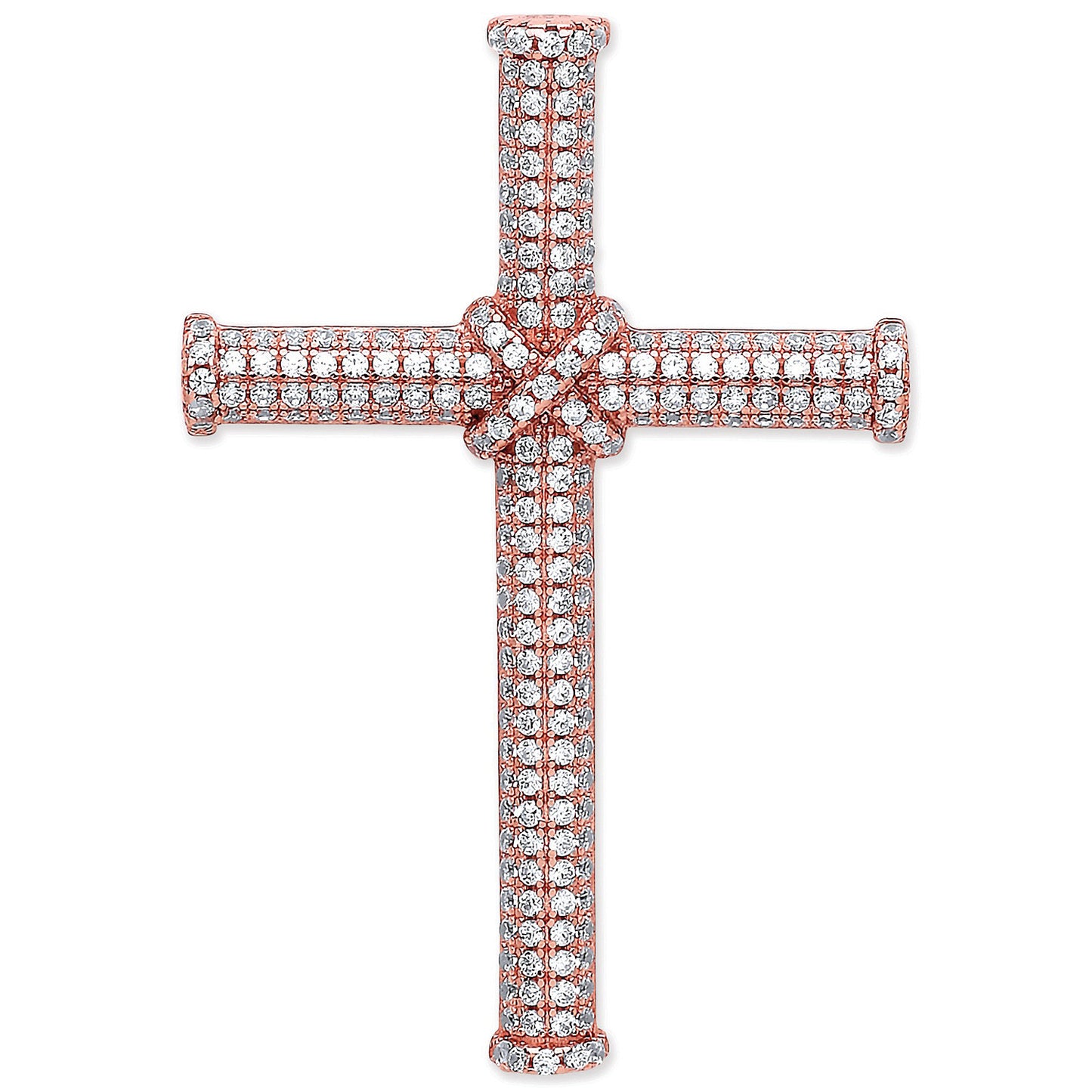 Silver Rose Coated Micro' Pave Cz Cross
