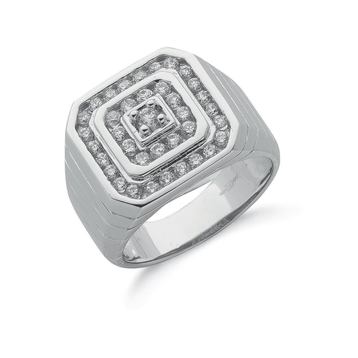 Silver Gents Cz Ring