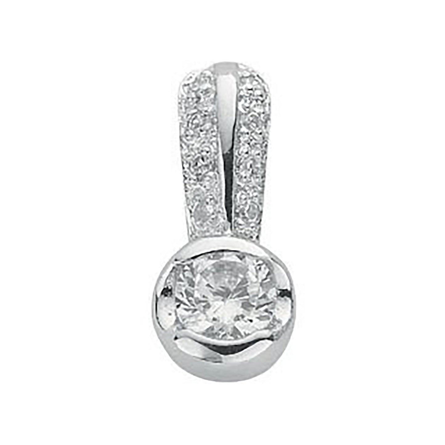 Silver Rubover Set Cz Single Stone Pendant