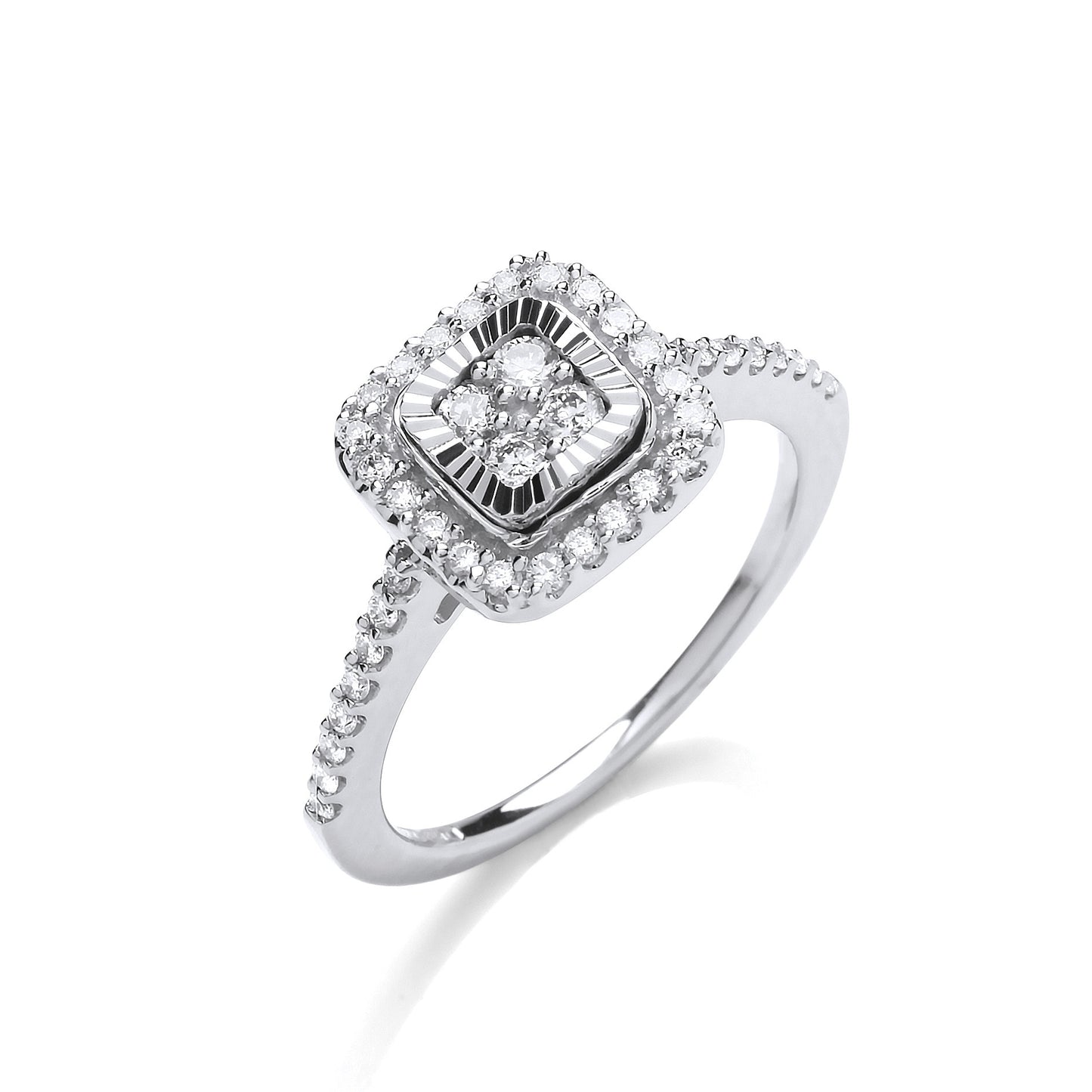 9ct WG 0.40ctw Diamond Cluster Ring with D/C Bezel