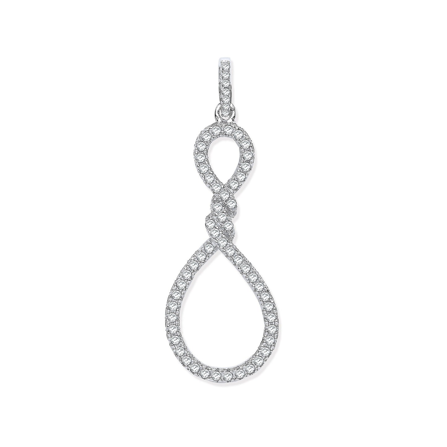 Silver Teardrop Twist Cz Pendant