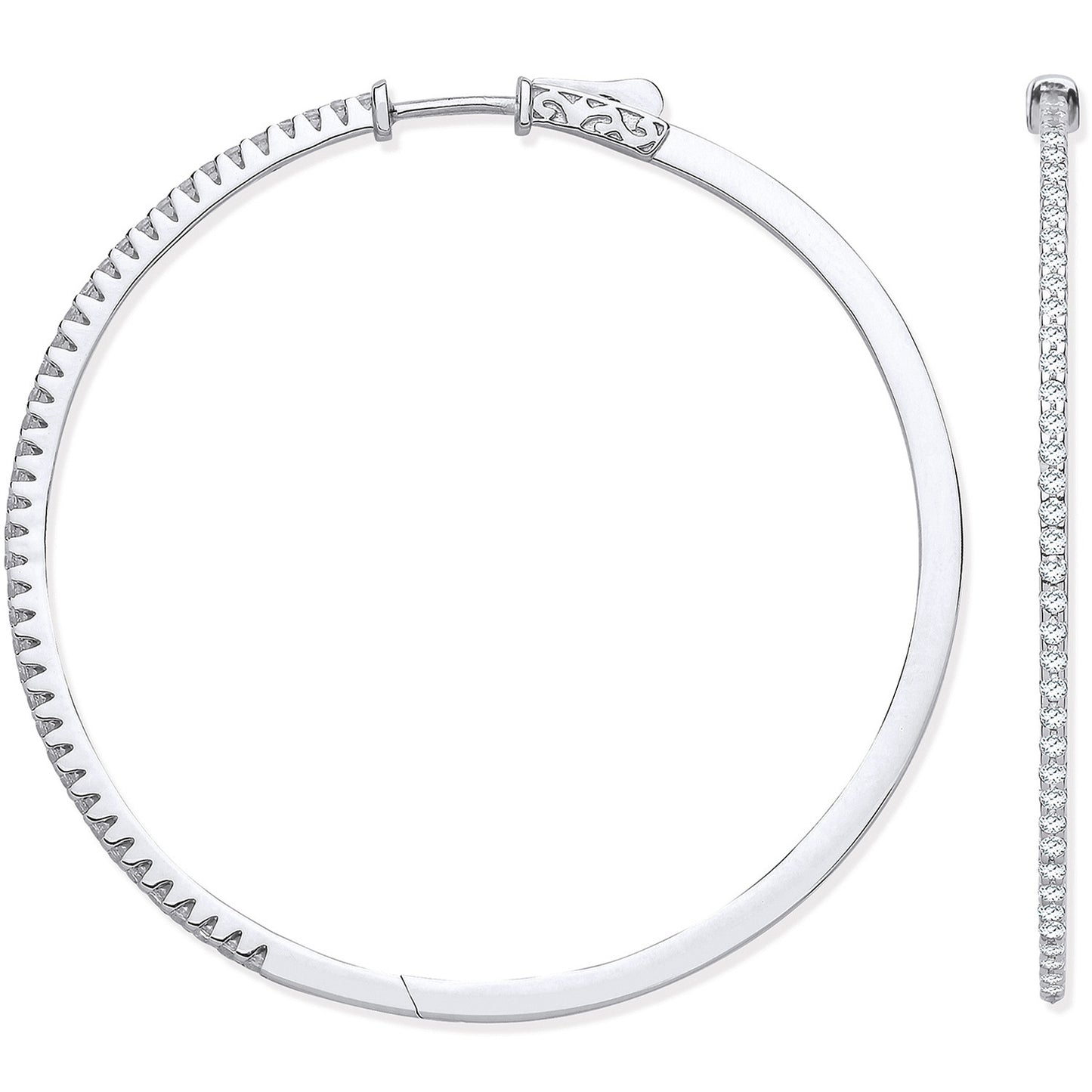 18ct White Gold 1.20ctw Claw Set Hoop Earrings