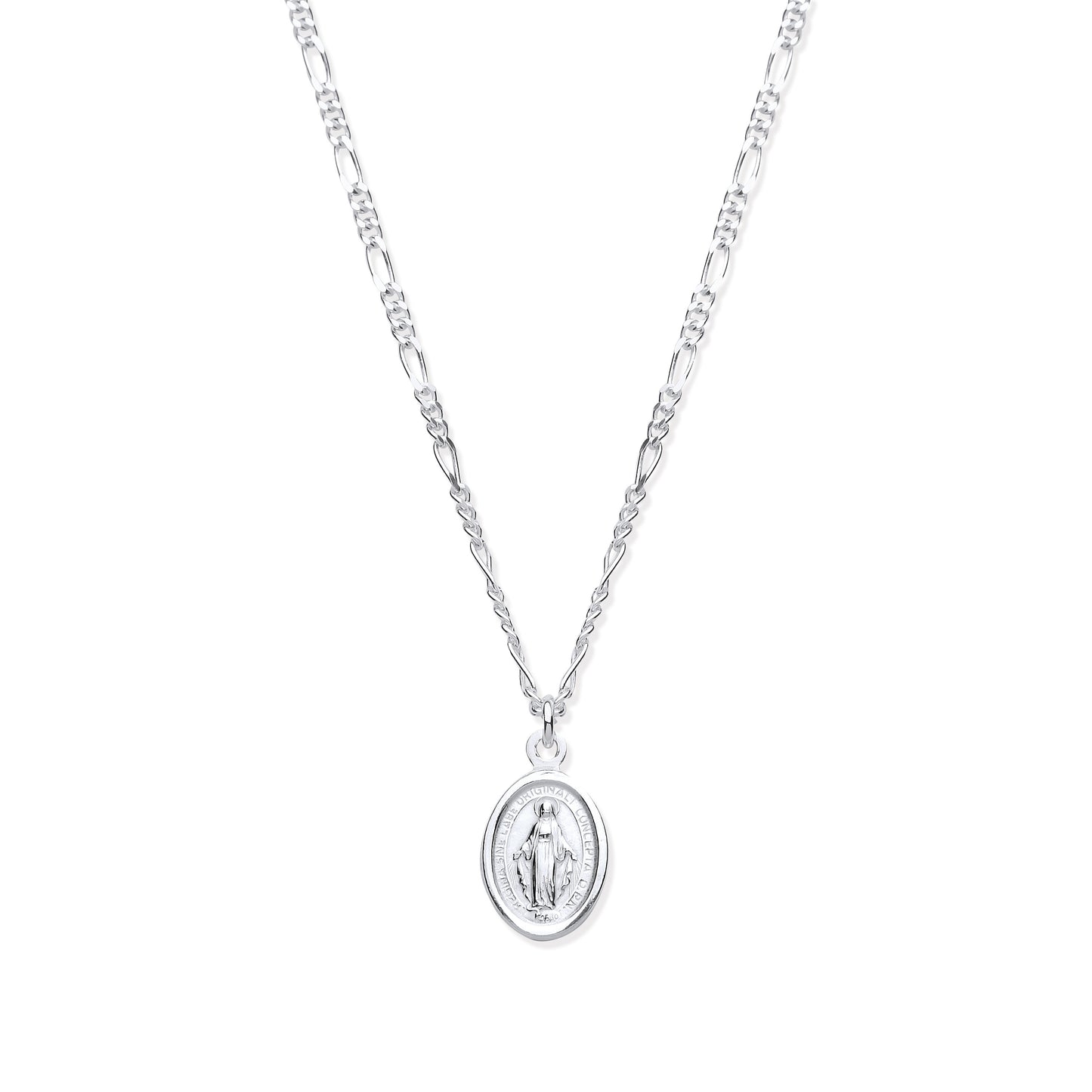 Silver Miraculous Medallion 17" Necklace/07" Bracelet