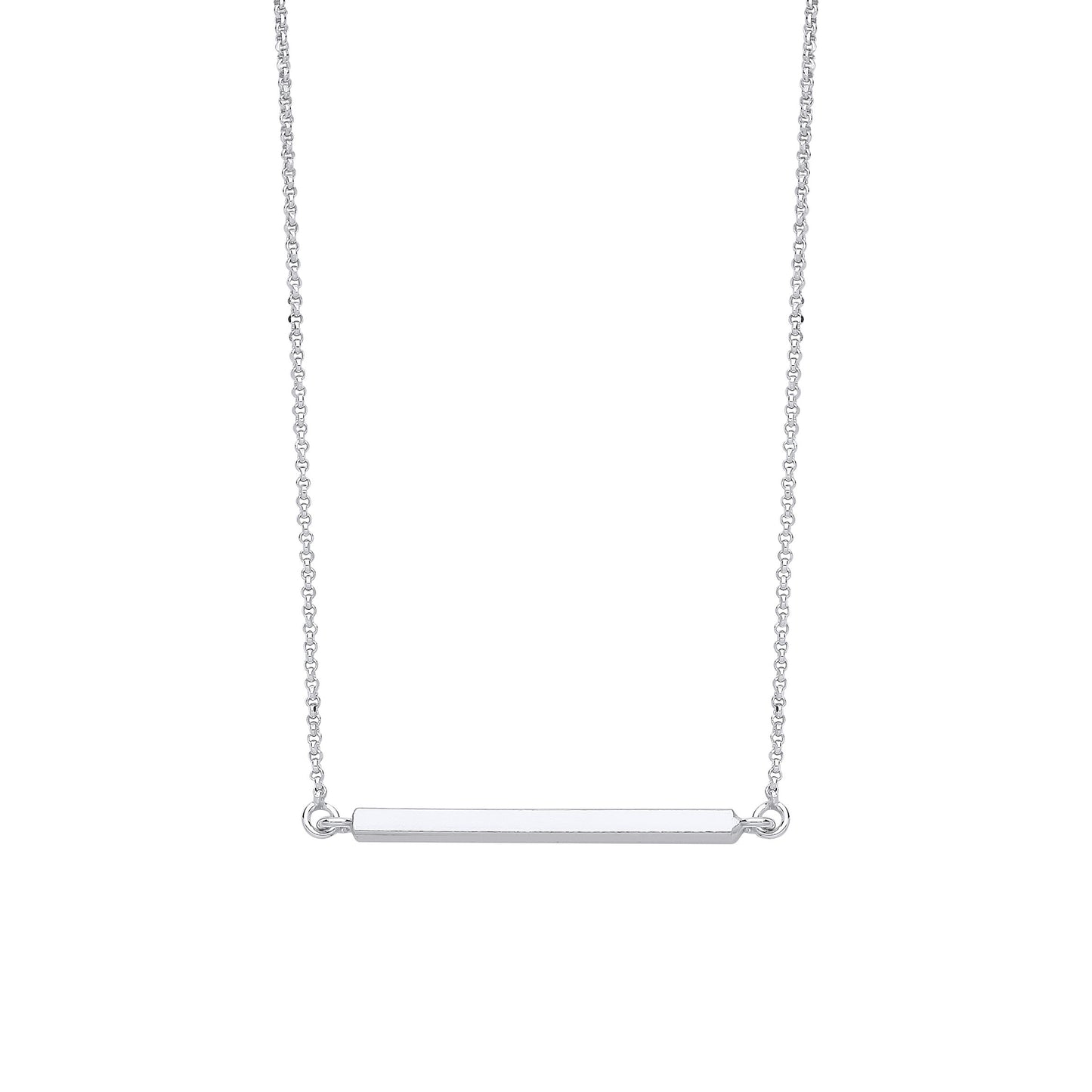 Silver Square Tube Bar Necklace