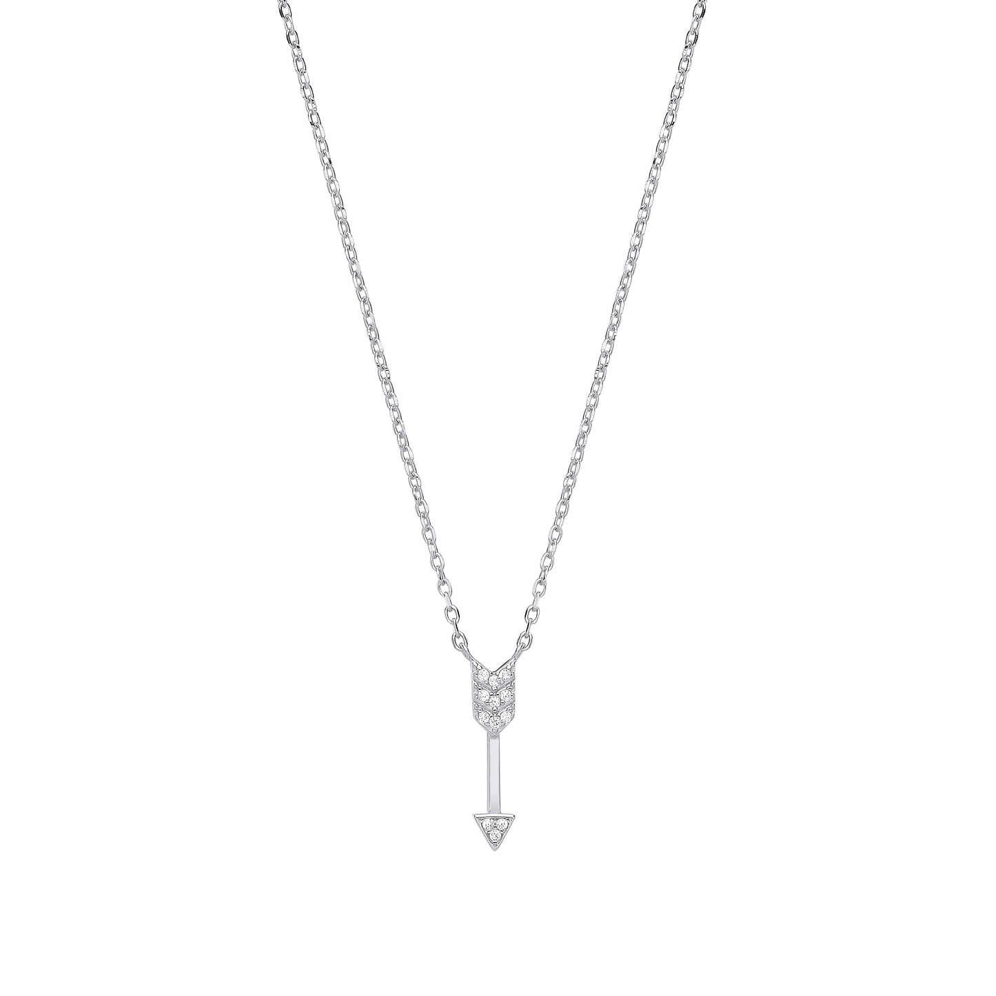 Silver Arrow Drop Pendant Chain 16"