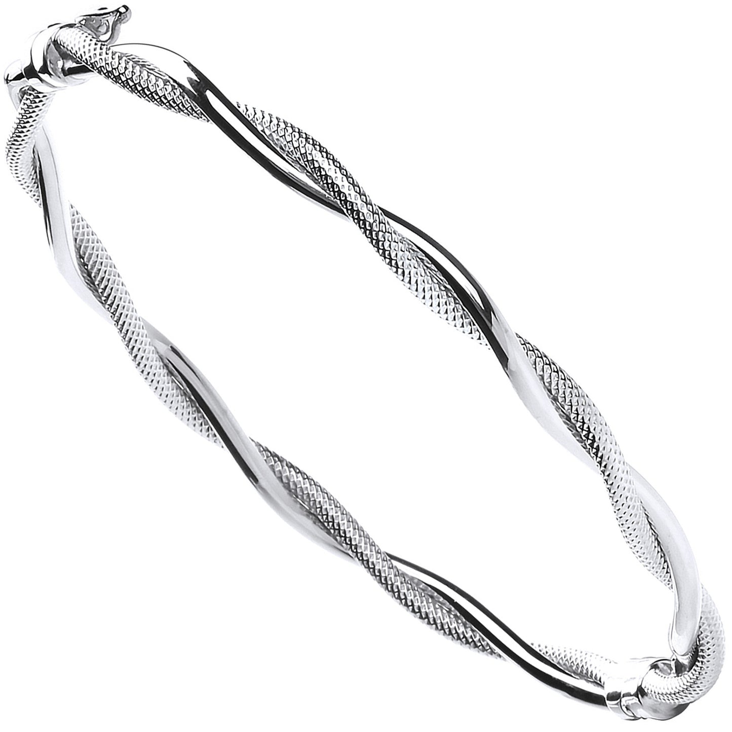 W/G Ribbed & Plain Tubes Twisted Bangle