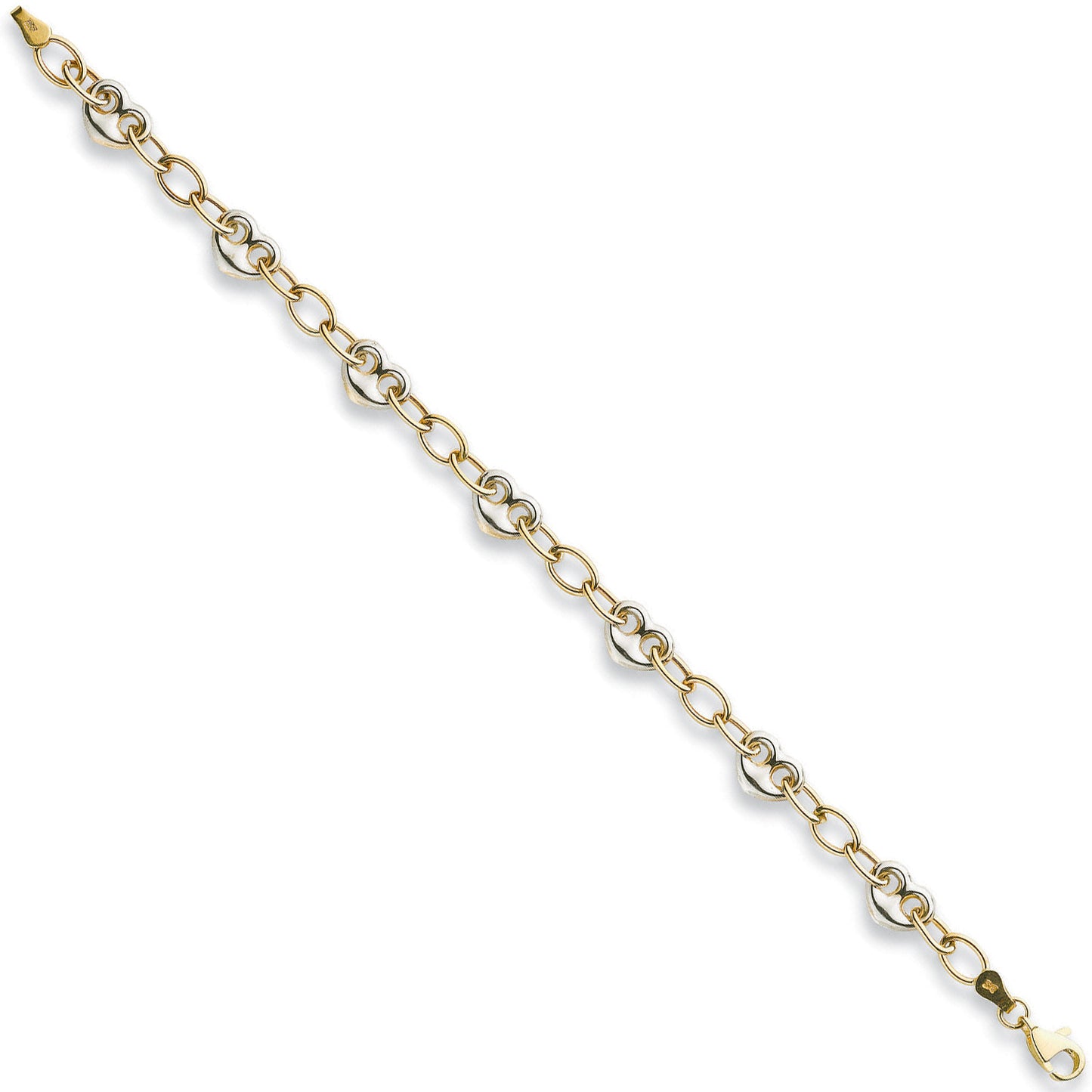 W & Y/G 5.3mm Fancy Heart Linked Bracelet