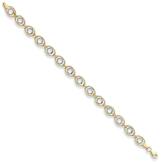 W & Y/G 8mm Fancy Oval Linked Bracelet