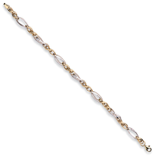 W & Y/G Fancy Oval Linked Bracelet