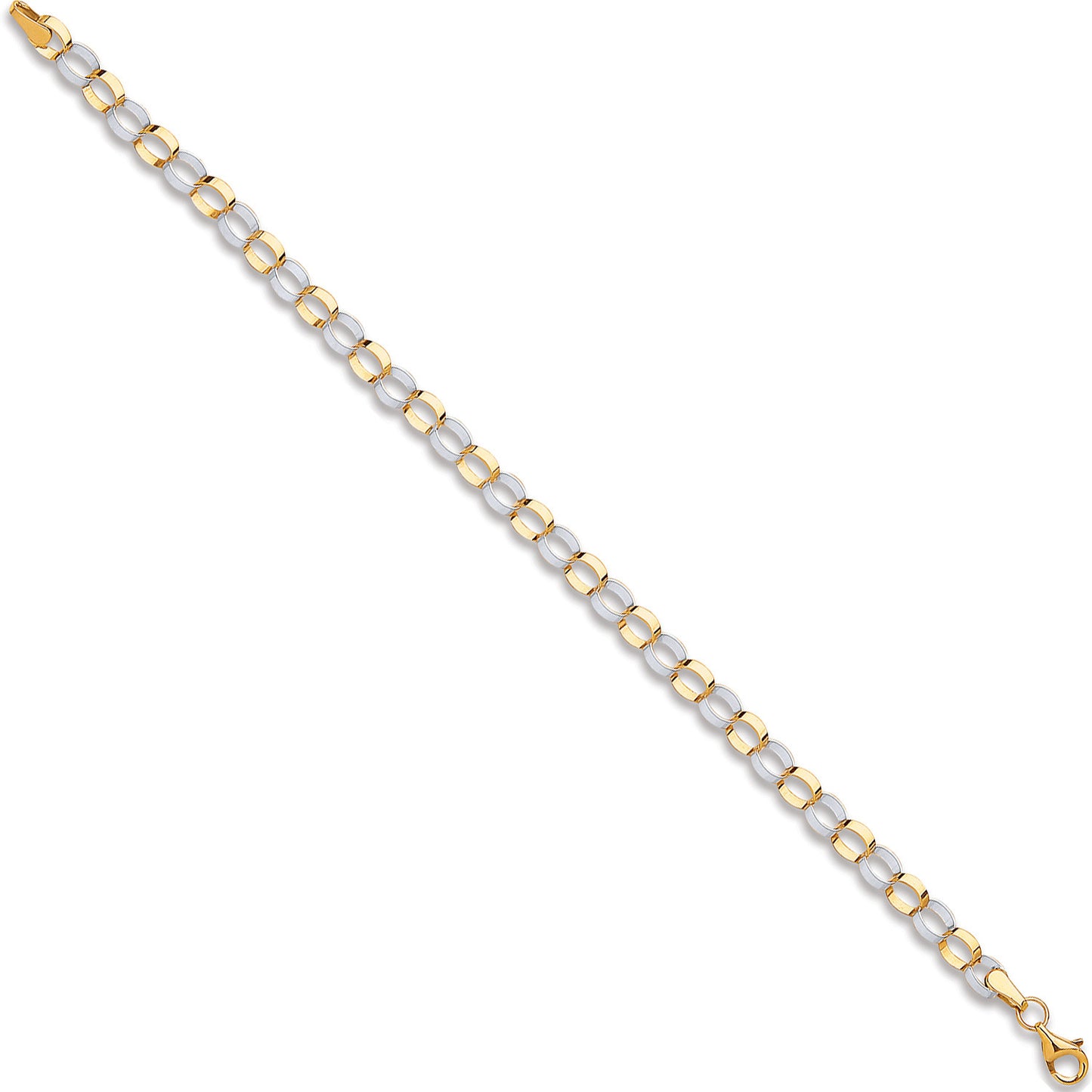 W & Y/G Oval Hollow Link Bracelet