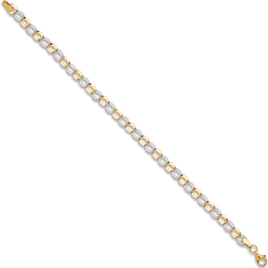 W & Y/G Oval Hollow Link Bracelet