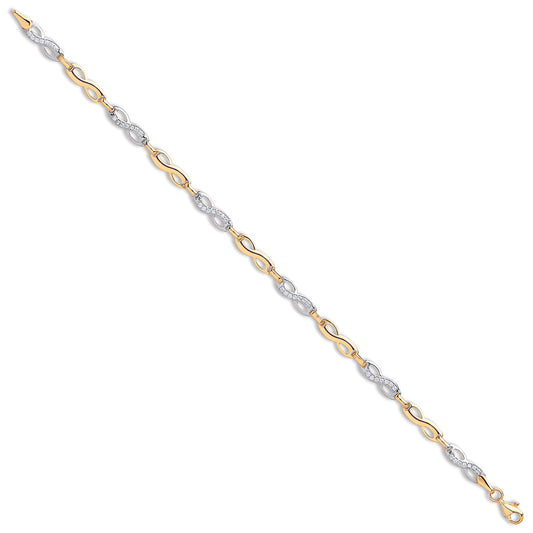 Y & W/G Infinity Cz Ladies Bracelet