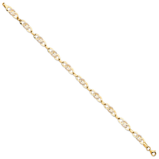 Y/G Cz Entwined Links Bracelet