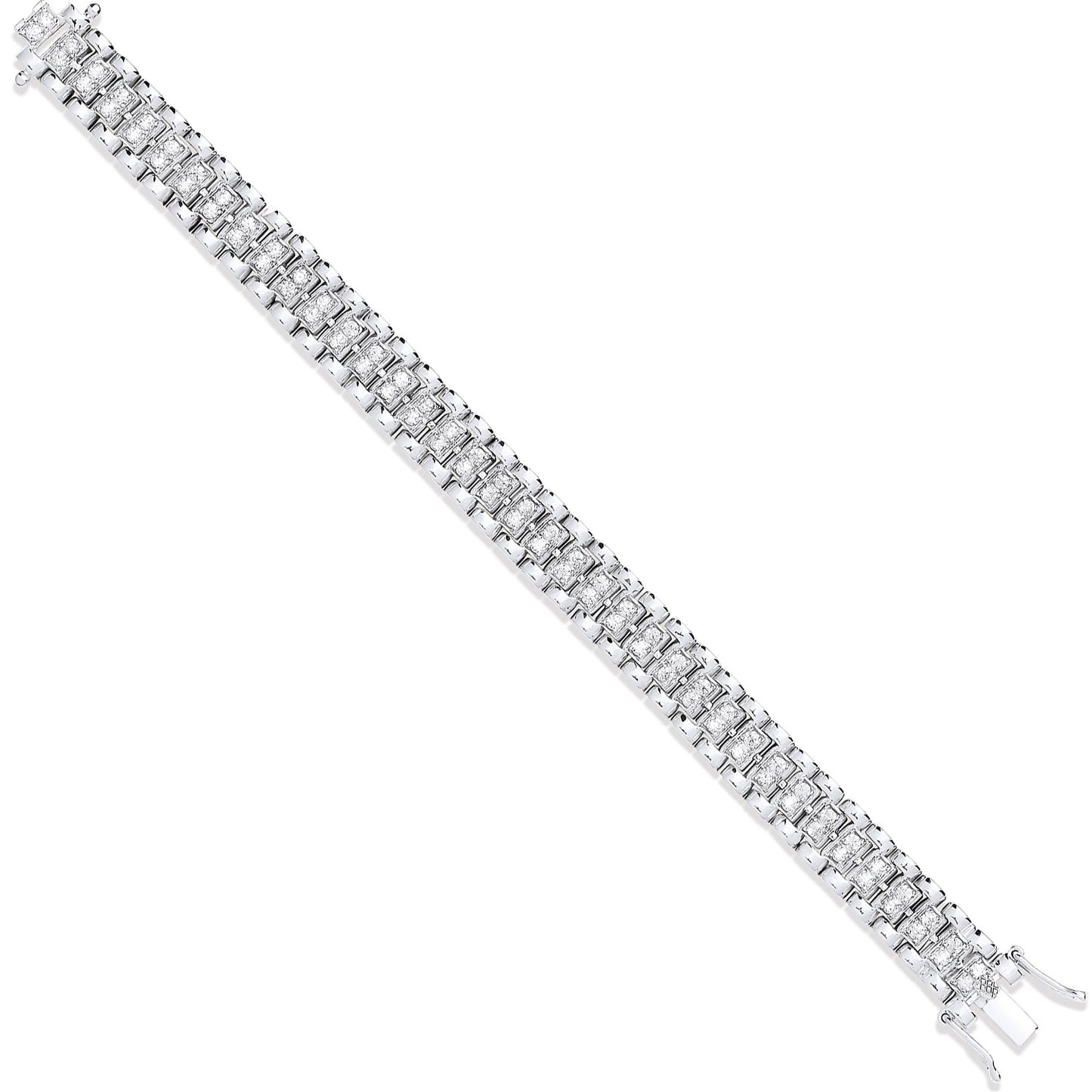 W/G Fancy Link Cz Child/Ladies Bracelet
