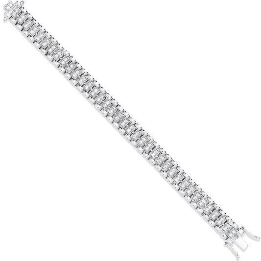 W/G Fancy Link Cz Child/Ladies Bracelet