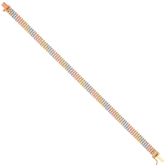 Y, W & R/G Panther Link Ladies Bracelet