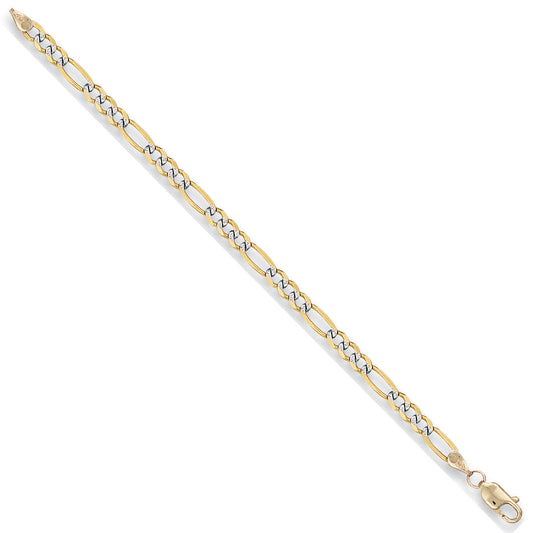 Y/G Rhodium Plated 3.7mm Figaro Chain