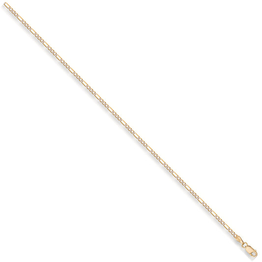 Y/G Rhodium Plated 2.5mm Figaro Chain