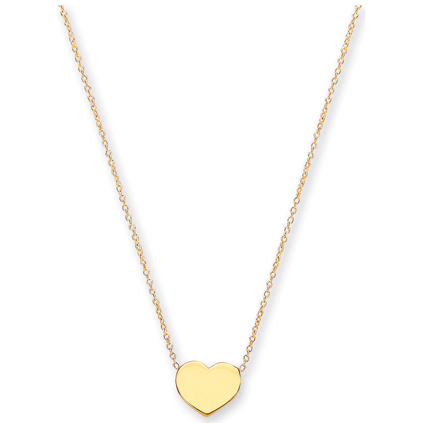 Y/G Rolo Chain with Heart, 18" Necklace