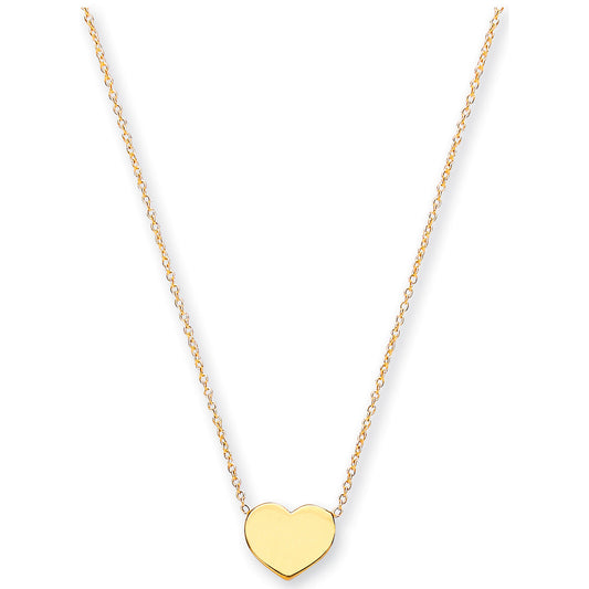 Y/G Rolo Chain with Heart, 18" Necklace