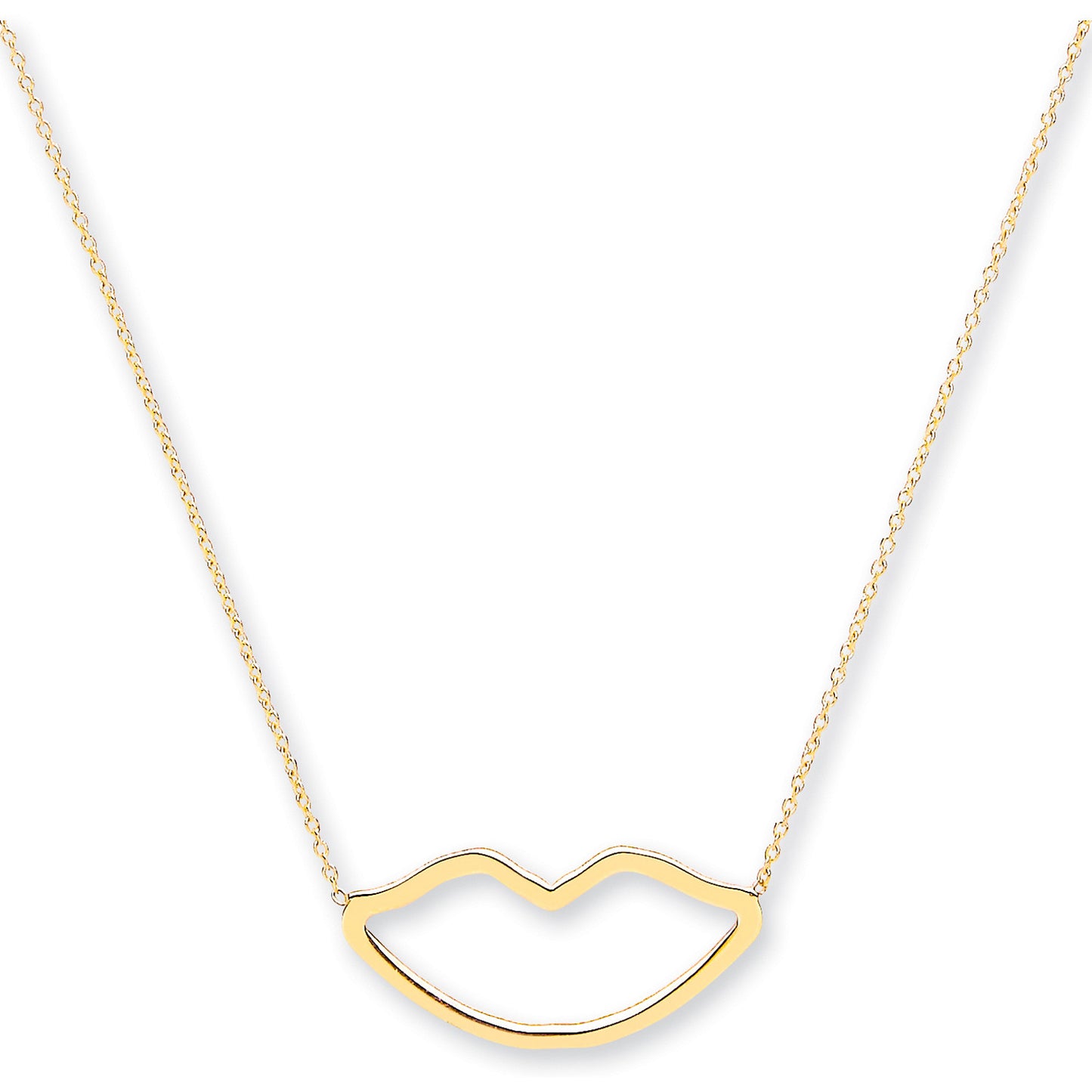 Y/G Rolo Chain Lips Pendant, 16" Necklace