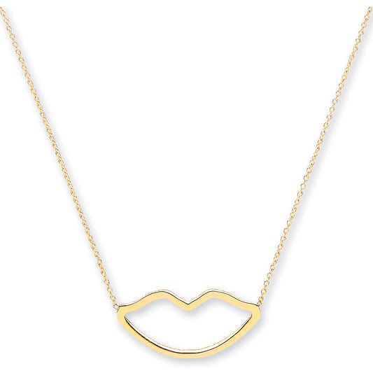 Y/G Rolo Chain Lips Pendant, 16" Necklace