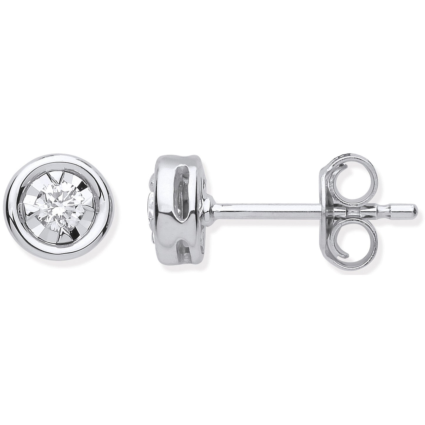 9ct WG Rub-Over Illusion Set 0.15ctw Diamond Studs