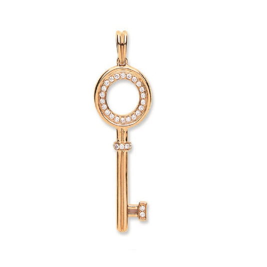 18ct Rose Gold 0.18ct Diamond Key