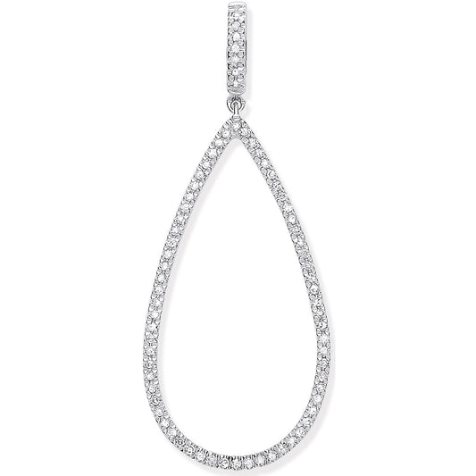 9ct White Gold 0.23ct Pear Shaped Drop Pendant