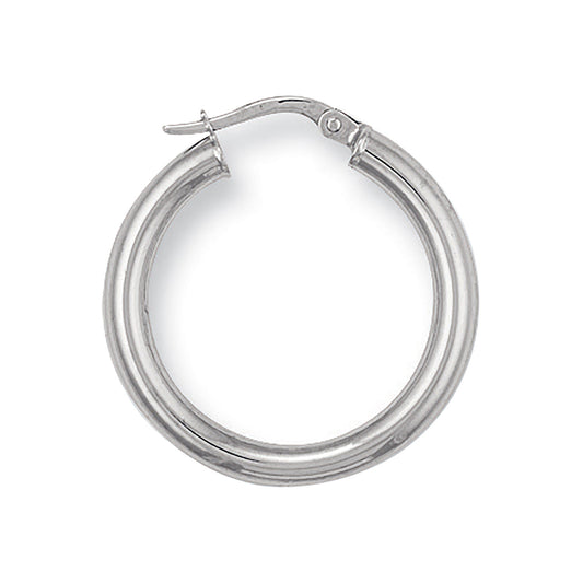 W/G 25mm Round Tube Hoop Earrings