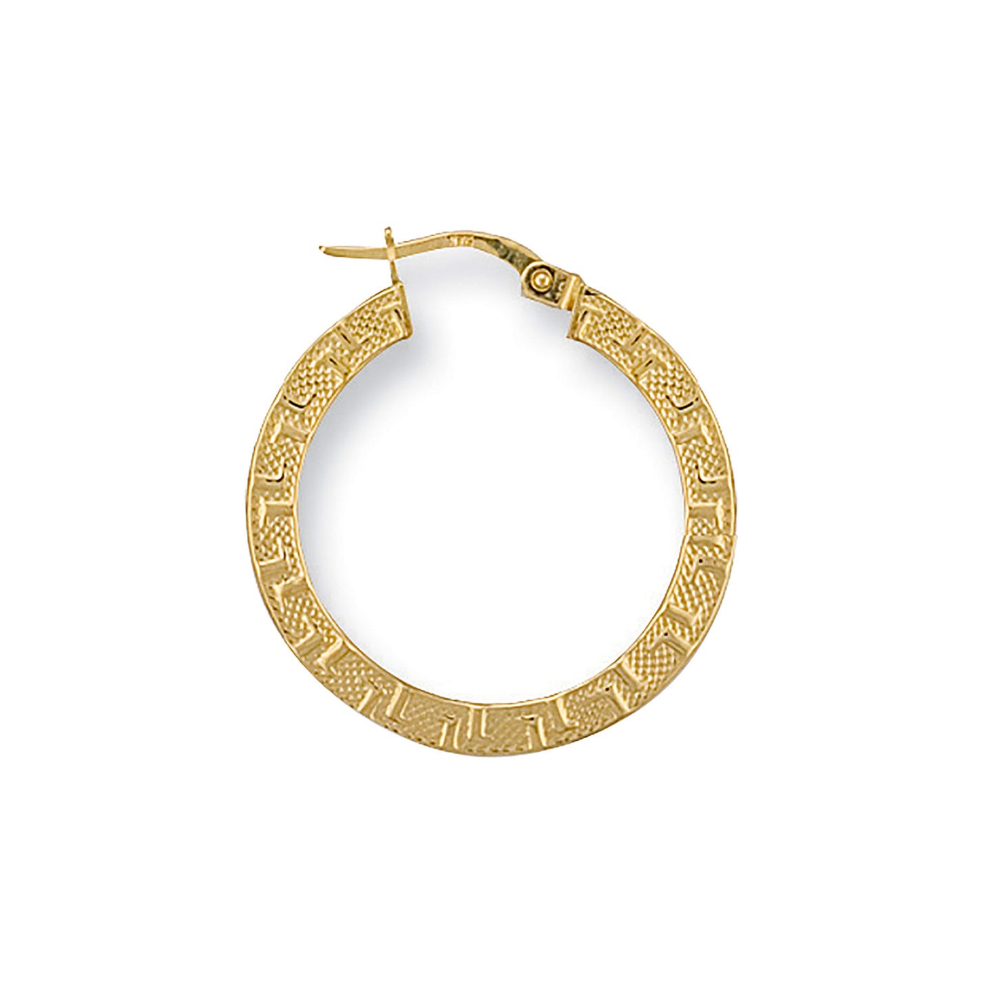 Y/G 26mm Frosted Greek Key Hoop Earrings