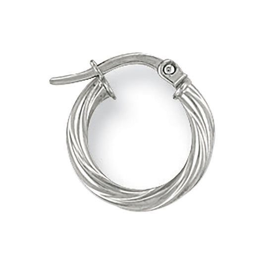 W/G 14mm Twisted Hoop Earrings