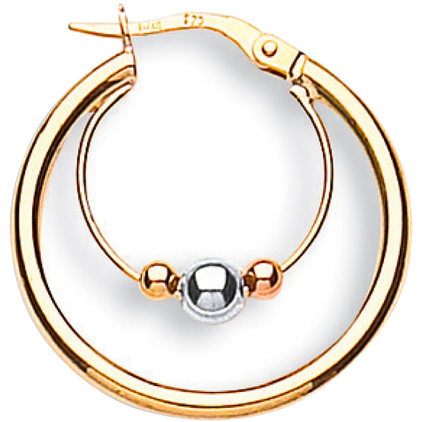 Y W & R/G 25mm Fancy Hoop Earrings