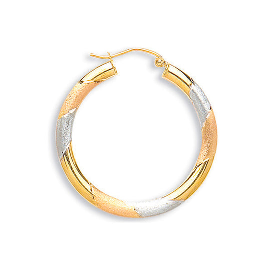 Y W & R/G D/C 30mm Hoop Earrings