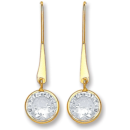 Y/G Cz Drop Hook Style Earrings