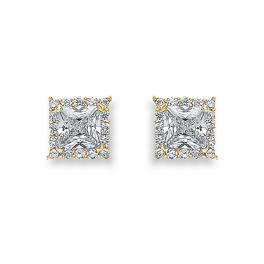 Y/G Princess Cut Cz Centre Stud