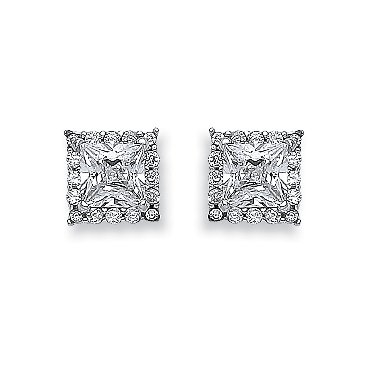 W/G Princess Cut Cz Centre Stud