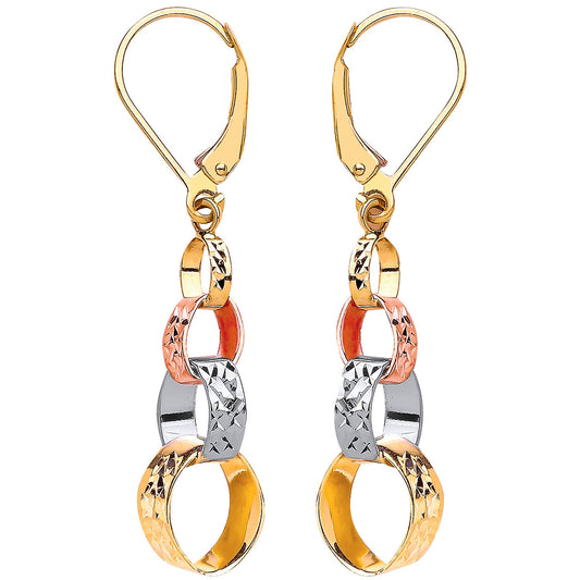Three Colour Interlink Drop Earrings