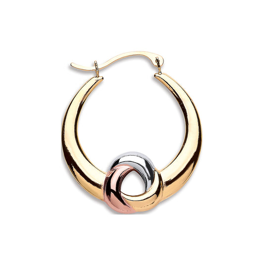 Y W & R/G Large Hollow Fancy Hoop Earrings